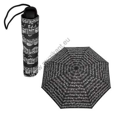 Skládací mini dáždnik - notová partitúra, čierný