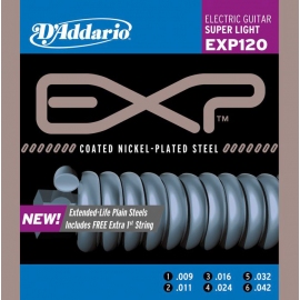 D'Addario EXP-120 Coated Nickel Round Wound Super Light